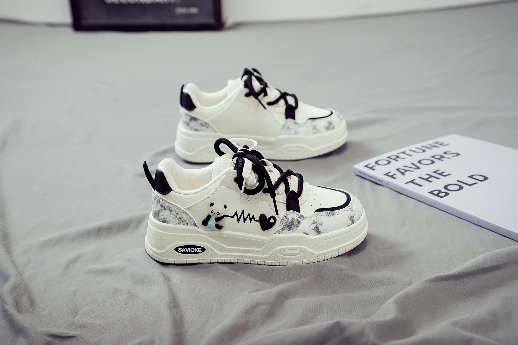 Women's White Platform Sneakers - Chunky Platform Shoes with Upper & PVC Sole, Lace-Up Mid-Top Casual Athletic Wear Suitable for Spring/Autumn, - Comfortable Footwear, Women Shoes