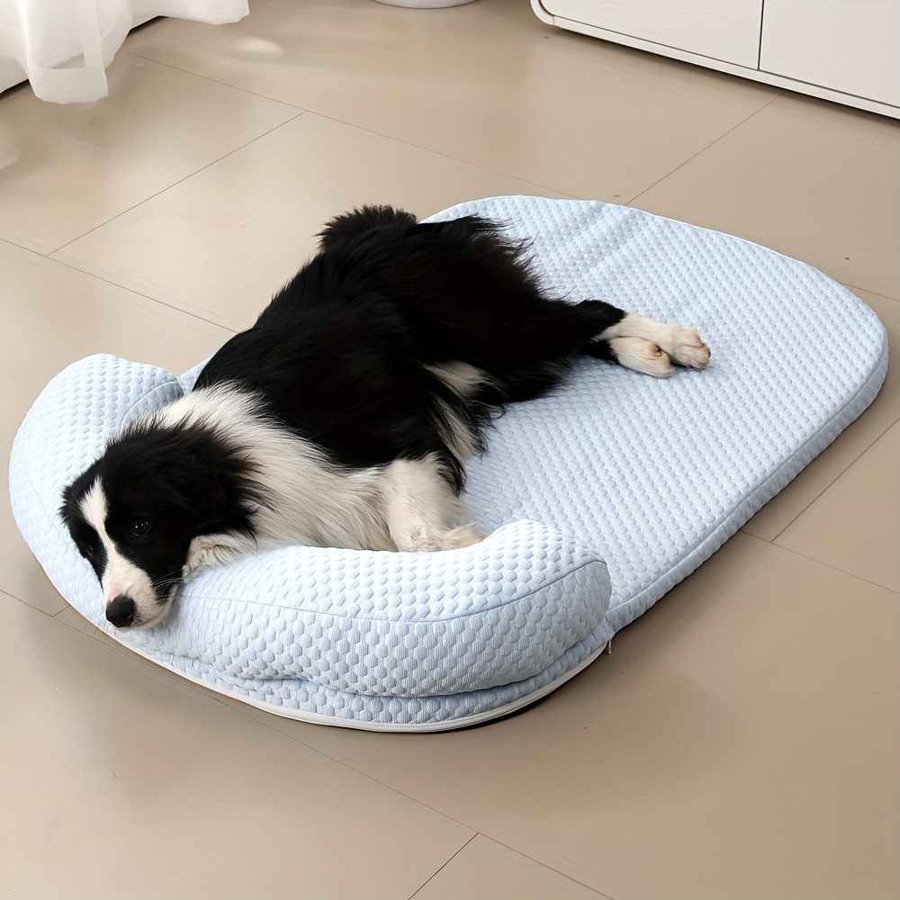 

Summer Cooling Pet Bed Mat - Breathable Cotton Dog Pad With Memory Foam Fill - Stain Resistant Square Cushion For Small Dogs - Ice Silk Fabric For Comfort And Freshness