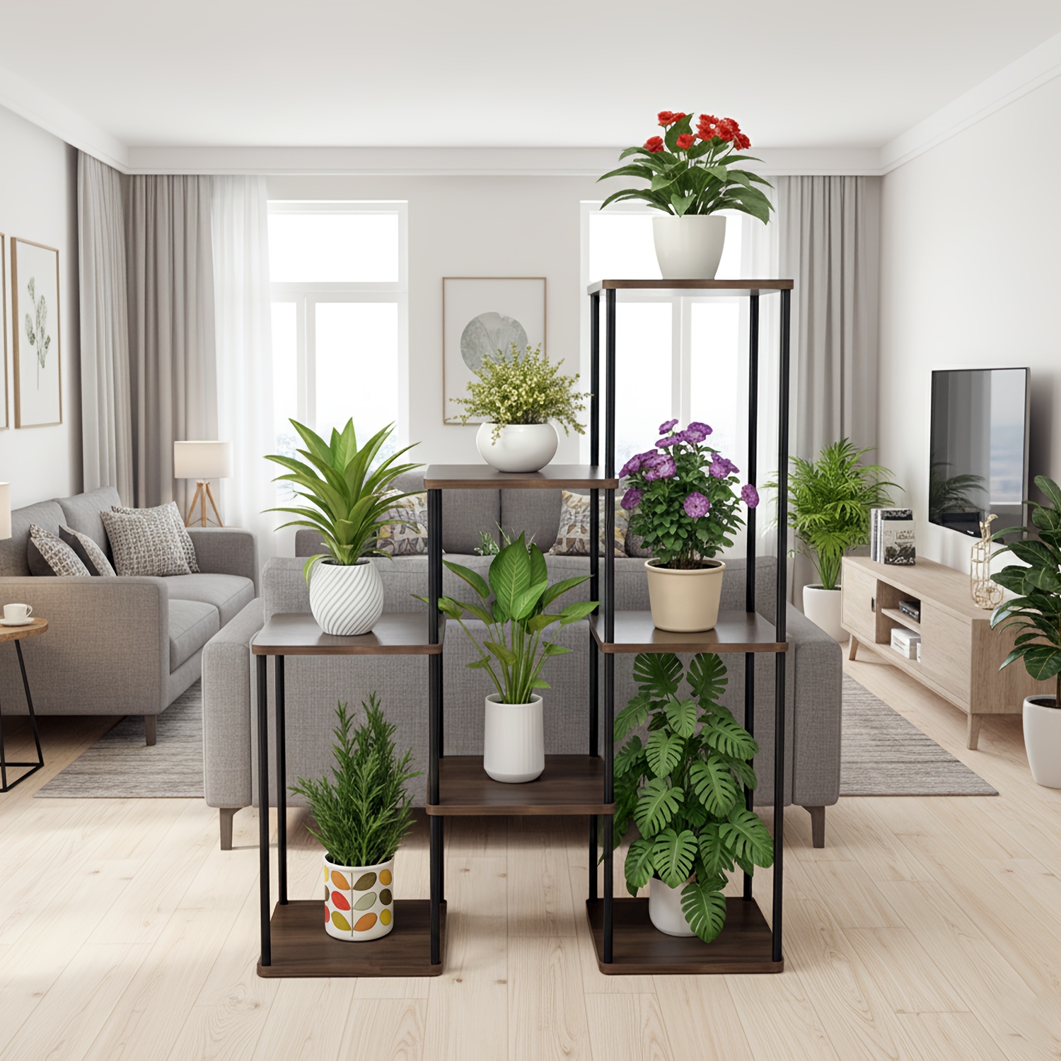 Image of 1pc Flower Stands, 4-tier Plant Supports, Floor-standing Shelf Flower Pot Stands, Indoor Living Room Potted Plant Shelves, Home Decor Plant Display Stands