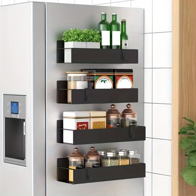 Organizador magnético de especias para refrigerador, 4 piezas para colgar  especias de montaje en pared, organizador de condimentos de metal