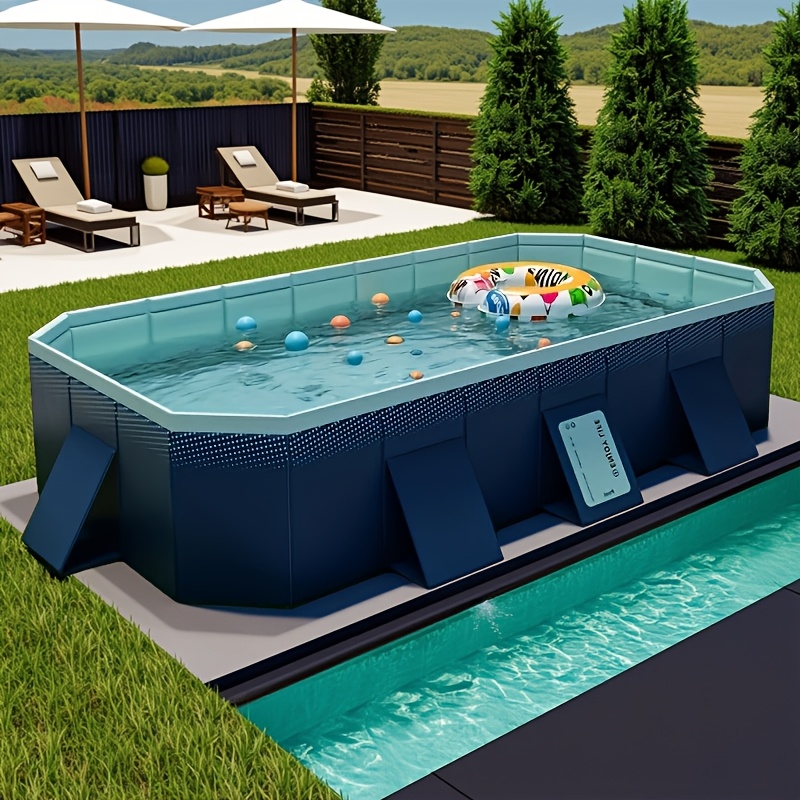 large non inflatable swimming pool outdoor folding wear resistant outdoor folding paddling pool household pool multi layer pvc material durable construction ideal for summer parties holidays     for entertainment and  