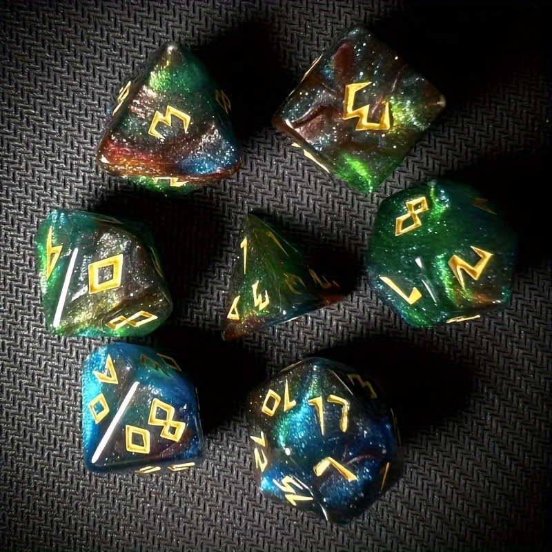 

7pcs Tri-color Dice Set - D&d & Board Games, Ideal Gift For Birthdays, Halloween, Thanksgiving, Christmas