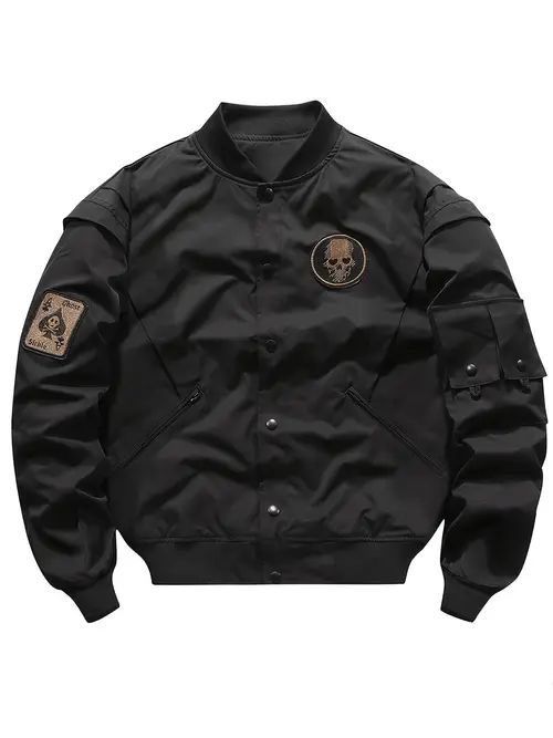 mens baseball collar lightweight military bomber windbreaker embroidery varsity jacket