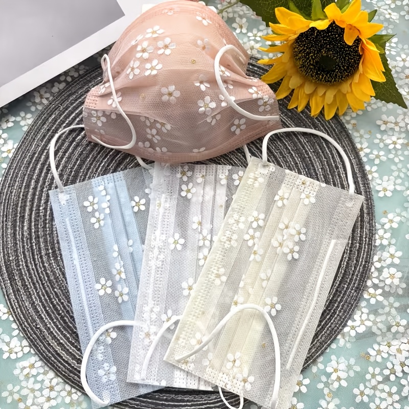 24pcs Sakura Face Masks, Breathable Disposable Ear Loop Masks