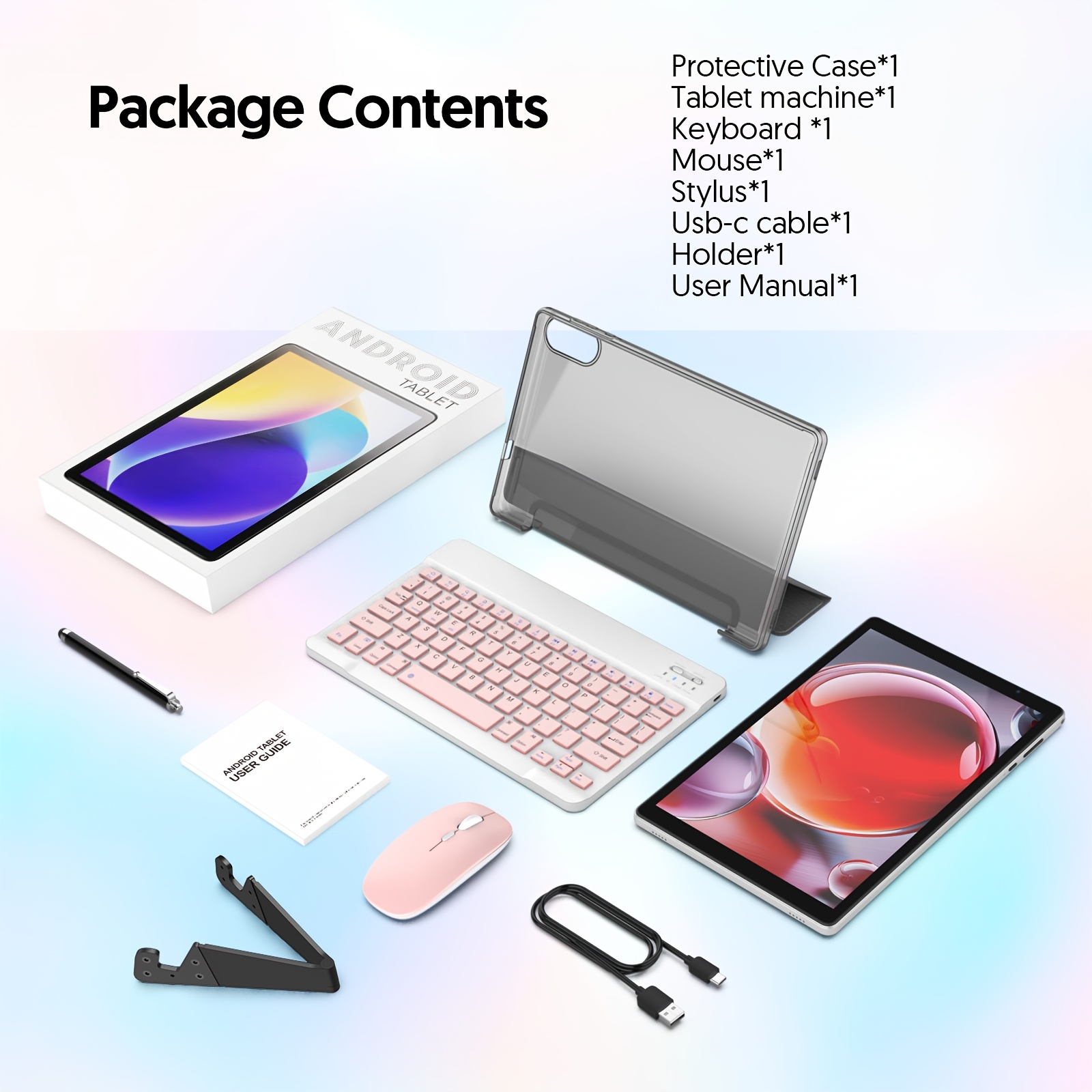 TEMU 10.1 Inch Tablet, Android Tablet, 8 (3+5)gb , 32gb Rom, 1tb Expandable, 5-core, 6000mah Battery, 2mp+2mp Dual Cameras, 2 Are (tablet + Keyboard