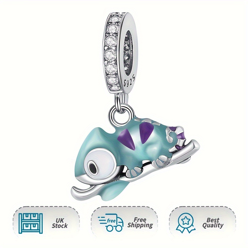 925 Silver Women's Chameleon Dangle Charm for Moment Bracelet & Necklace
