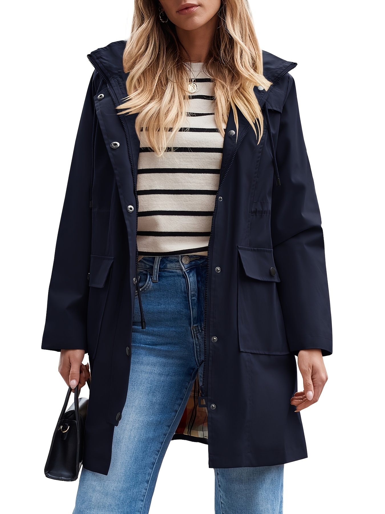 Veste De Pluie Pour Femme Doublée - Imperméable Respirante Softshell Avec Capuche - Coupe-Vent