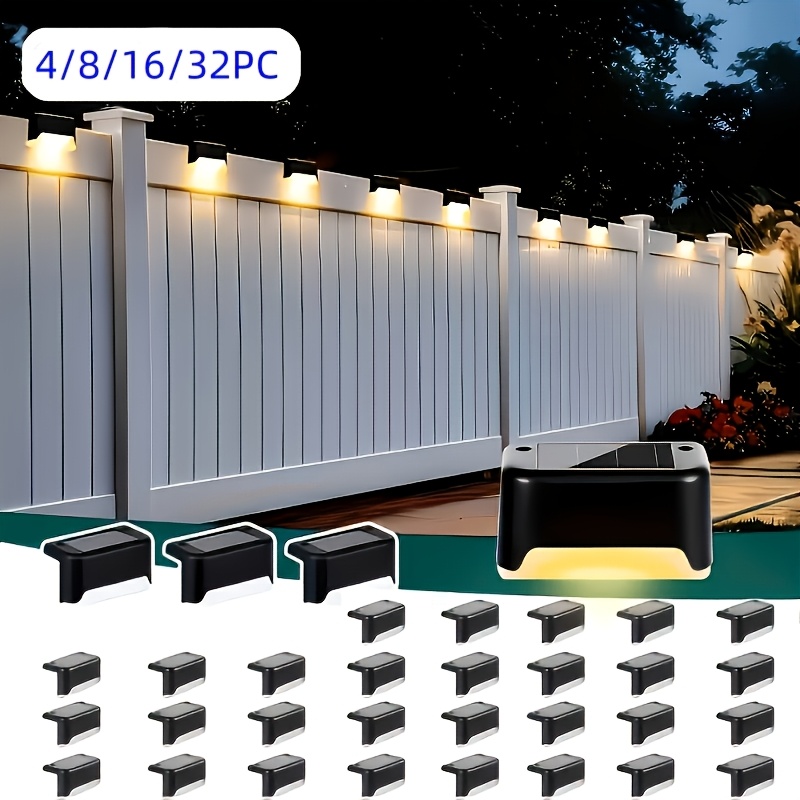 4 8 16 32pcs solar led deck lights auto on off 12hr lighting for outdoor stairs fences   warm white light   ideal for commercial spaces like malls hotels and libraries outdoor solar lights christmas