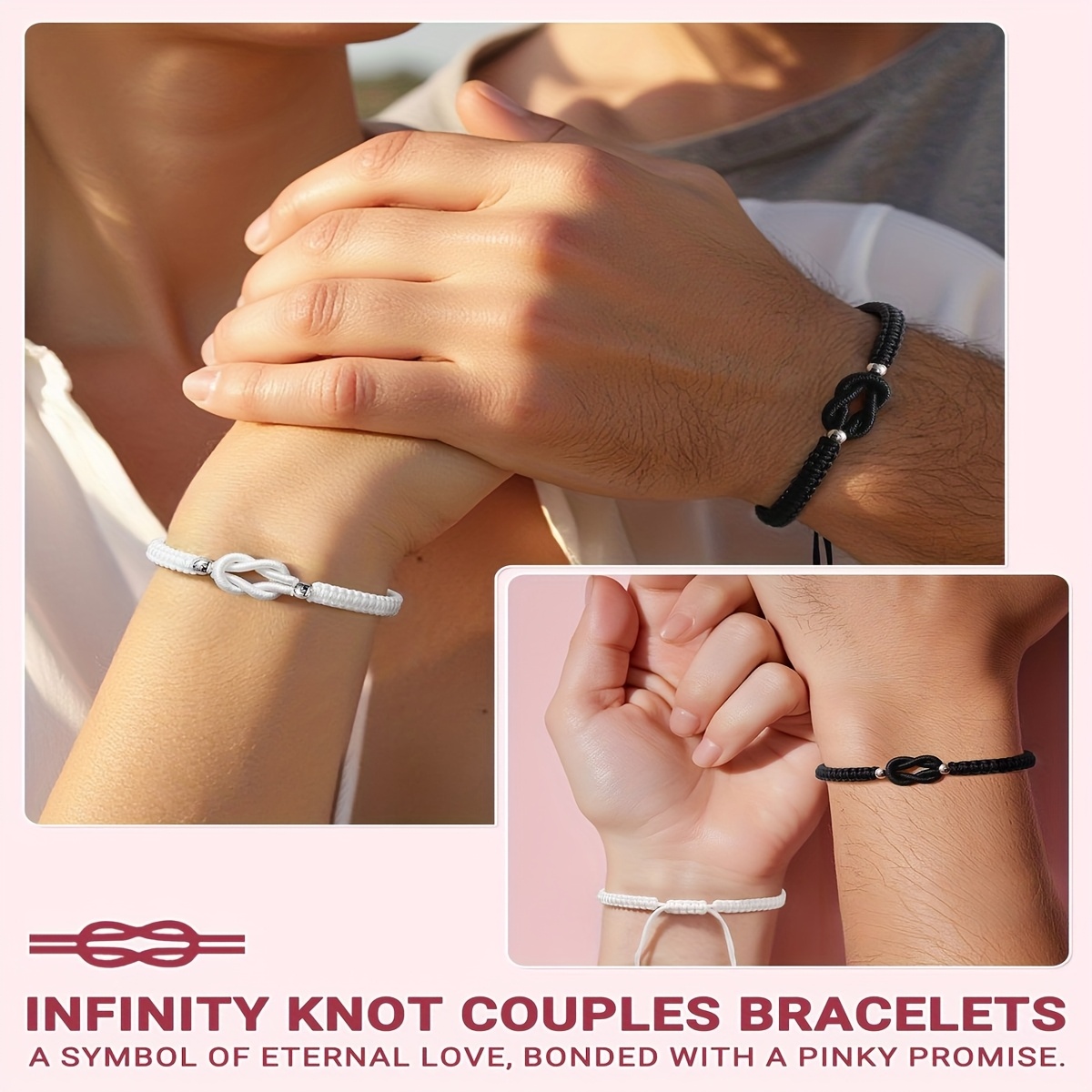 Couples Adjustable Bracelets with Infinity Knot Symbol