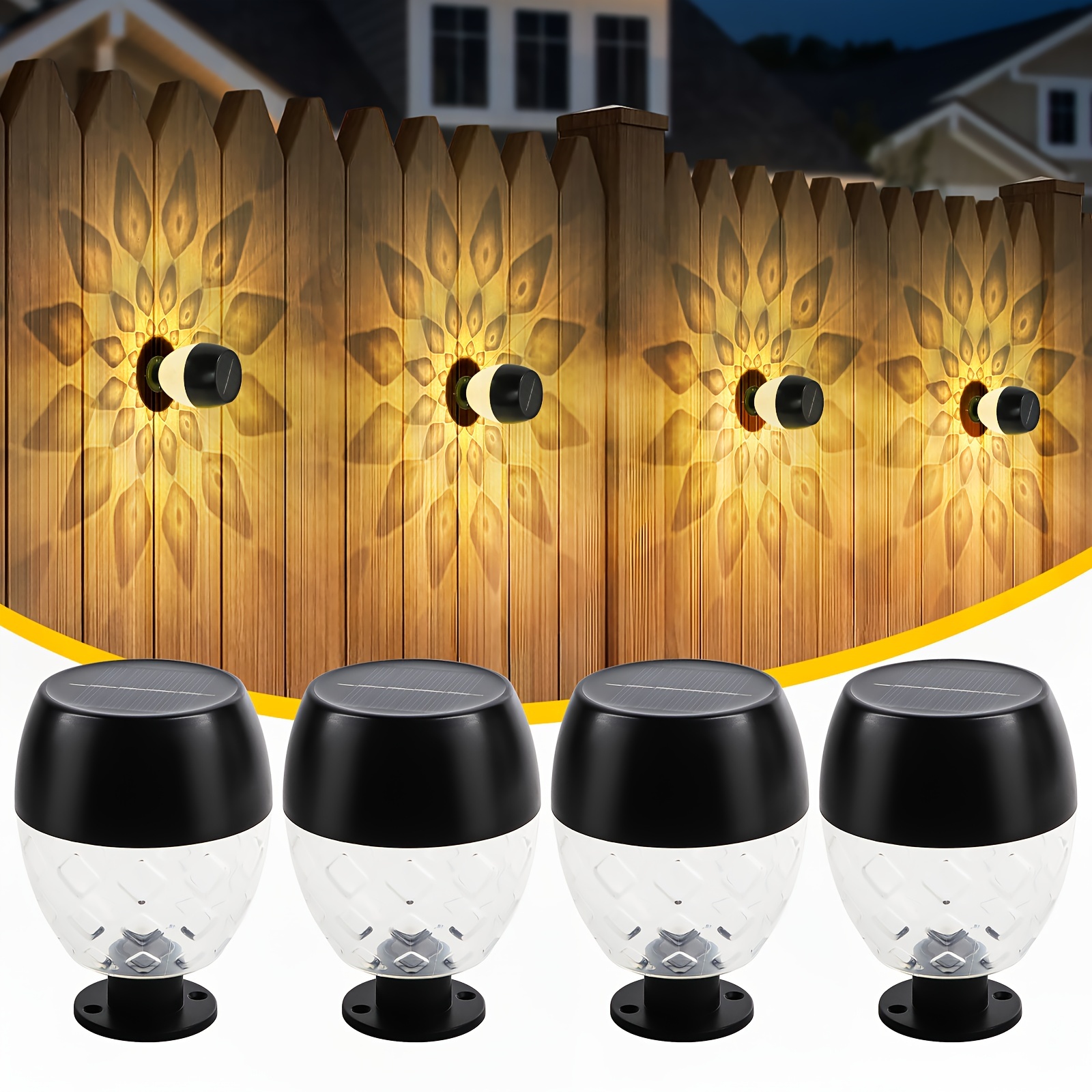 TEMU 4 Pack Solar Wall Lantern Outdoor Wall Sconce Solar Outdoor Christmas Led Light Fixture