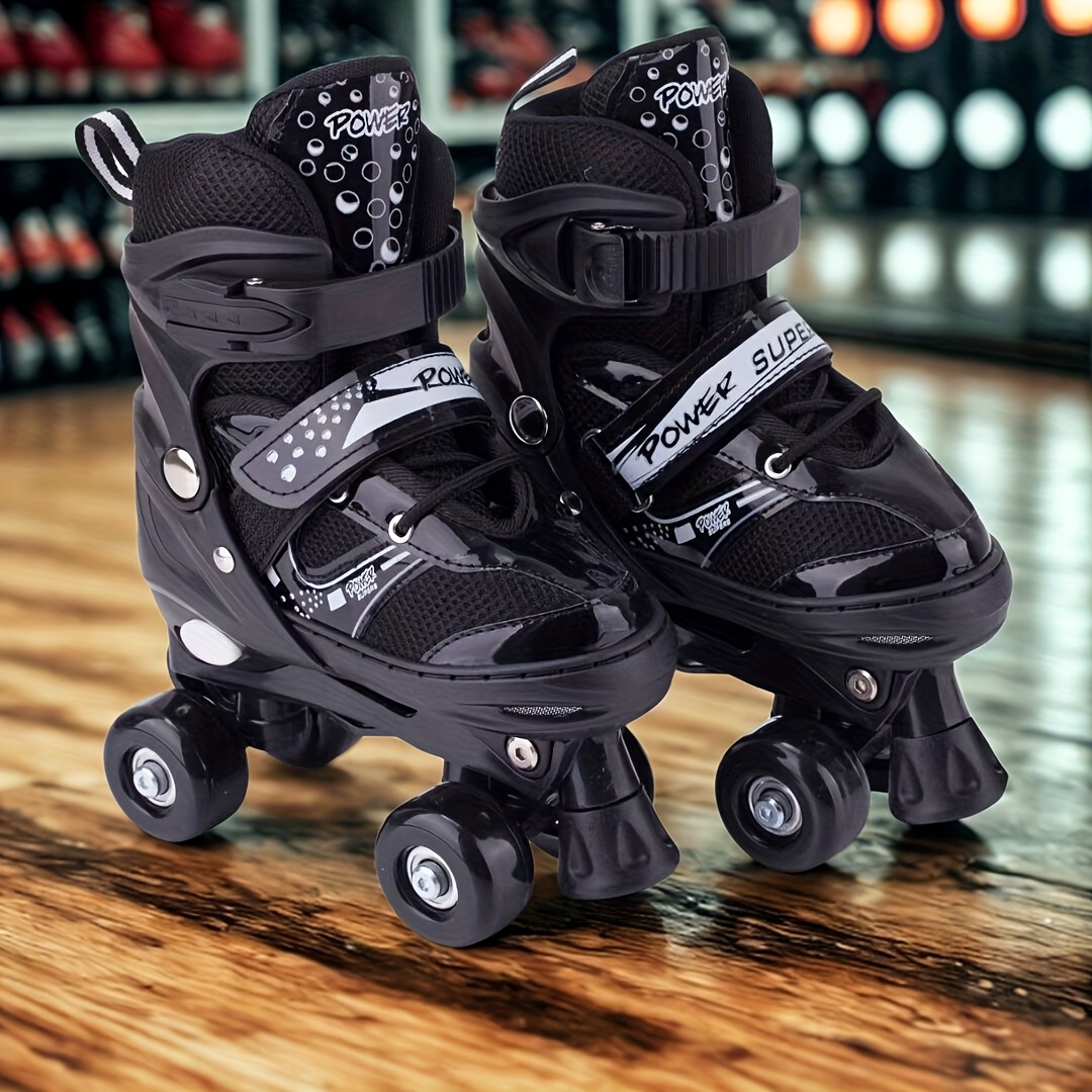 Powew Roller Skates Unisex Indoor/Outdoor Skates with 4-Wheel Design,  Durable Nylon Upper, Adjustable Straps Metal Buckles, No for Casual