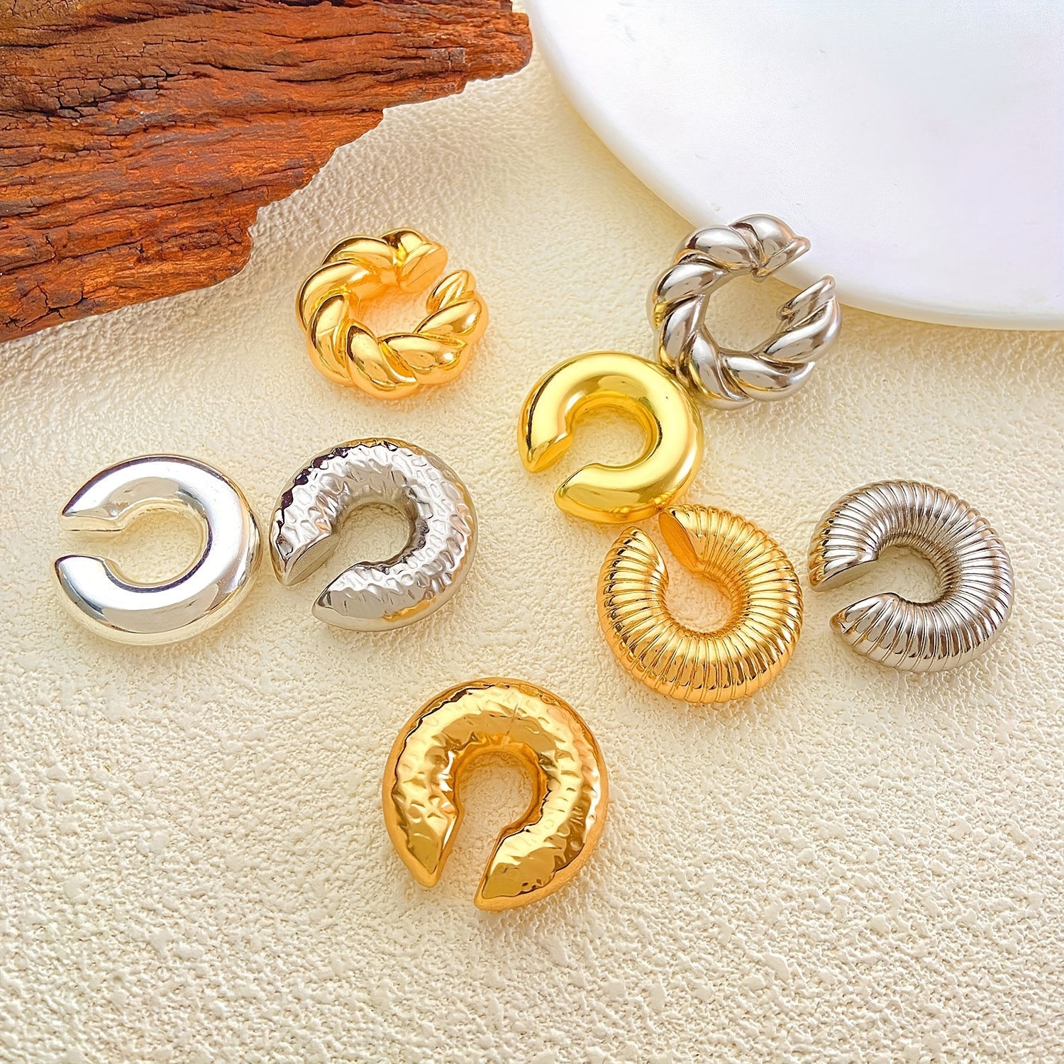 Bold Chunky Resin Ear Cuffs Set for Women