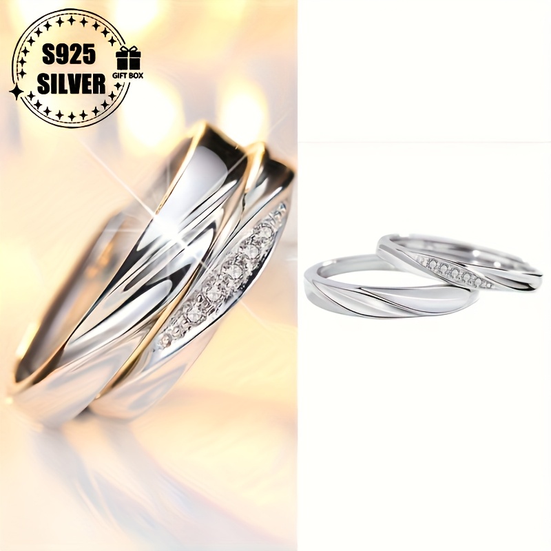 Adjustable 925 Sterling Silver Couple Rings, Hypoallergenic