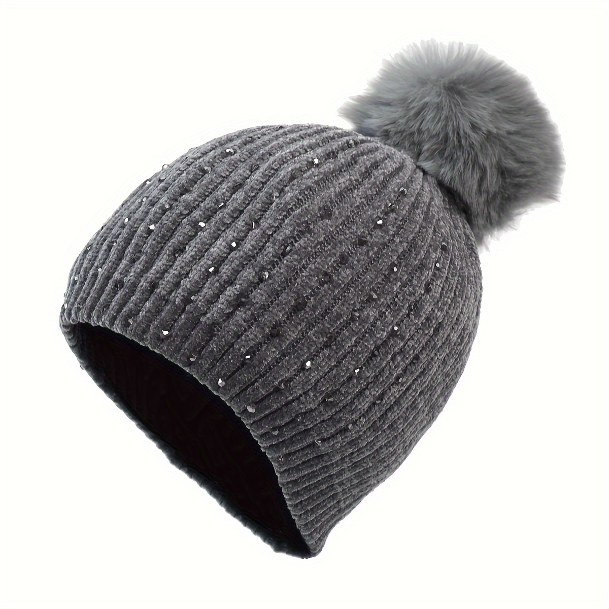 

1pc Knitted Hat Pom Pom, , , -, Non-washable, Unisex Fit,