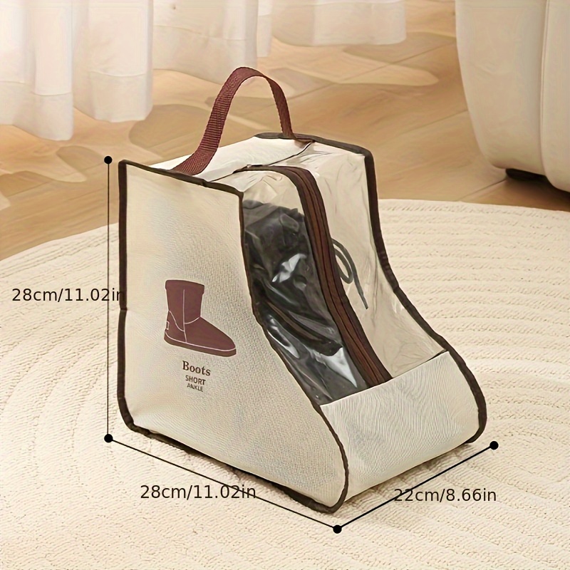 versatile boot storage bag with handle transparent dustproof moisture resistant shoe protector for long and short boots lightweight design details 7