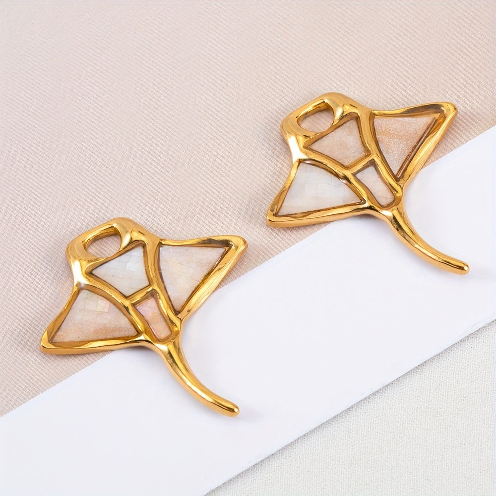 TEMU 2pcs Stainless Steel Colorful Enamel Ray Necklace Charm Diy Pendant Earrings Jewelry Making Accessories