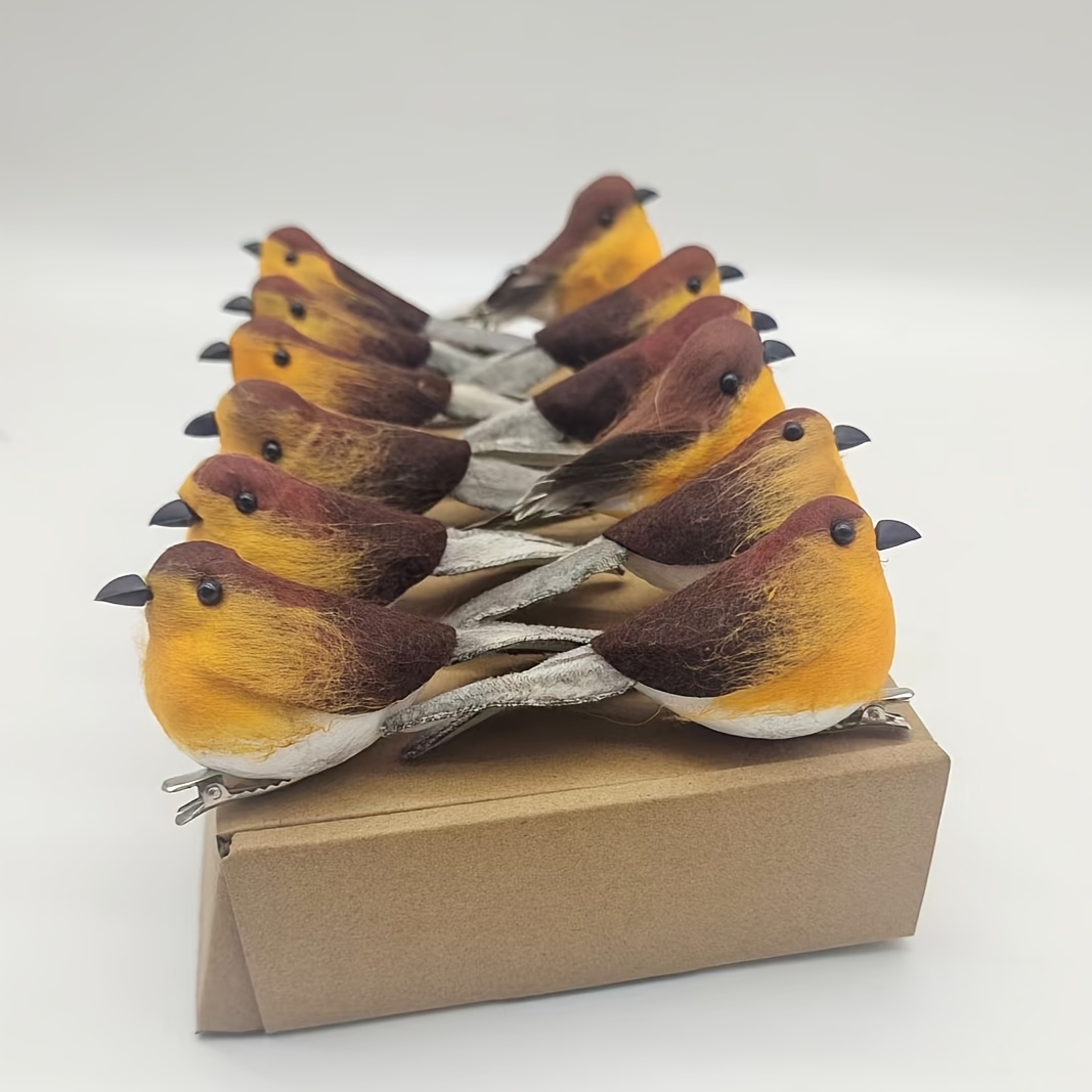 TEMU 12pcs Handmade Birds Decor Set - Natural Holiday Ornaments For Christmas/ Easter/ Valentine's Party Decoration Gift (for Home Decor Lovers)
