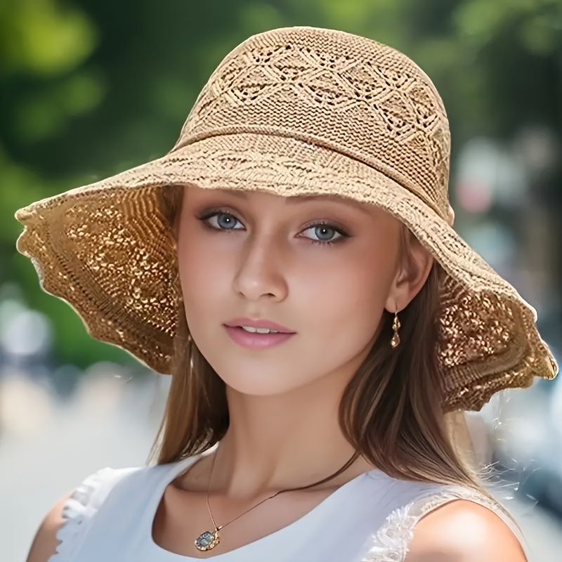 Breathable Washable Folding Hat Women Stylish Hollowed Sun - Temu