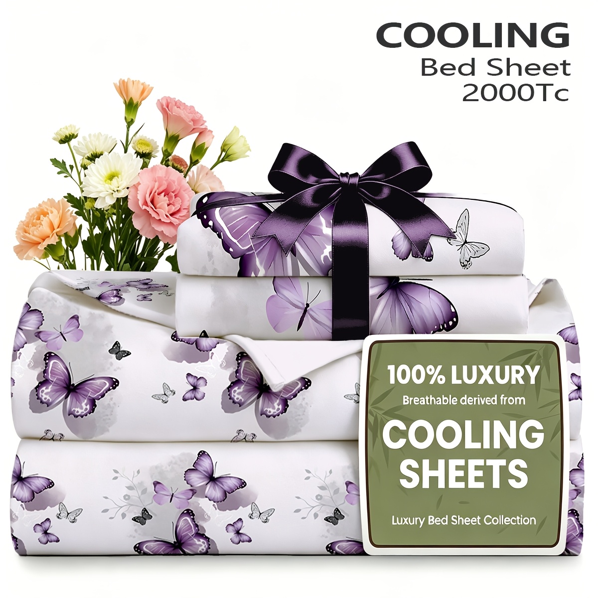 TEMU 4pcs Or 3pcs Print Breathable Bed Sheet Set, Includes 1 Flat Sheet, 1 Fitted Sheet, 1/2 Pillowcases - Cooling, Lightweight Soft Bedding For Room
