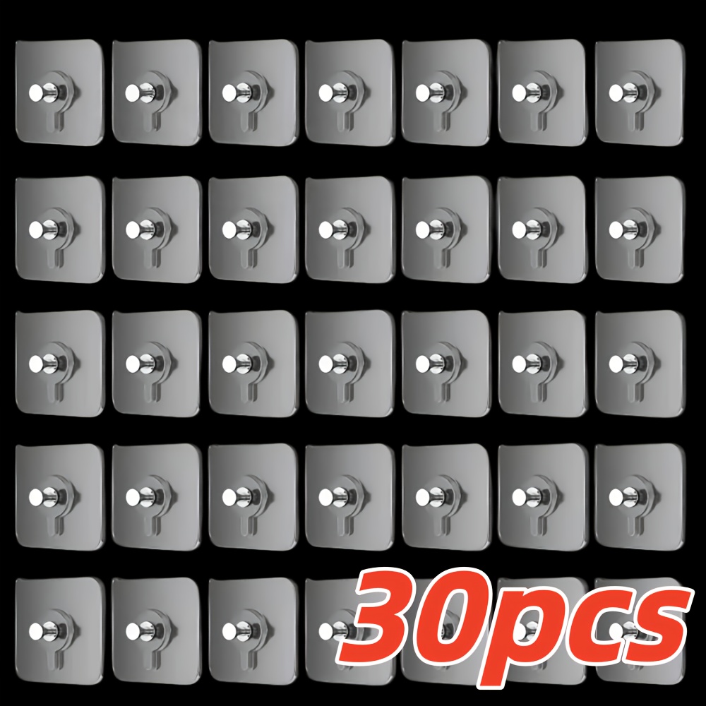 TEMU 30pcs Heavy-duty Self-adhesive Wall Hooks, No Nails Or Drilling Required, Maximum Load 5kg, Space-saving Storage Hooks, Peel-and-stick Picture