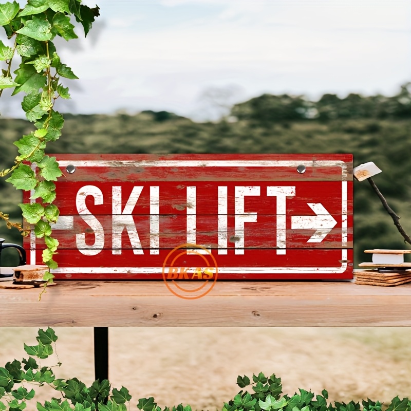 

Rustic Wooden Ski Lift Sign With Arrow - & Decor, Christmas Gifts For And , Farmhouse Style Wall Art (5.9x15.7 Inches)