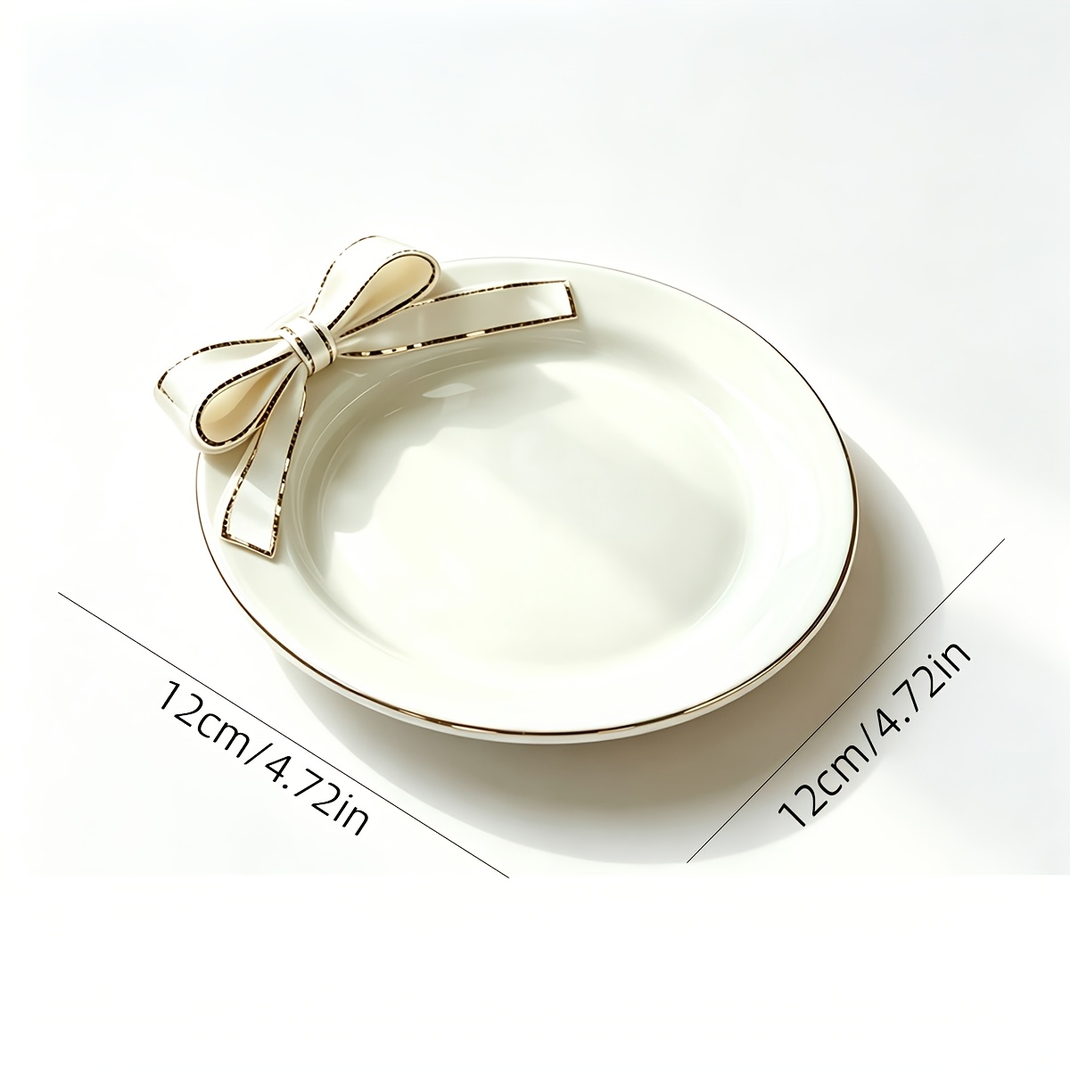 TEMU Plateau nœud 1 pièce de style européen, Plateau de rangement vintage, Bol à bijoux en résine, Assiette à dessert à bordure dorée, Mini-plat rond