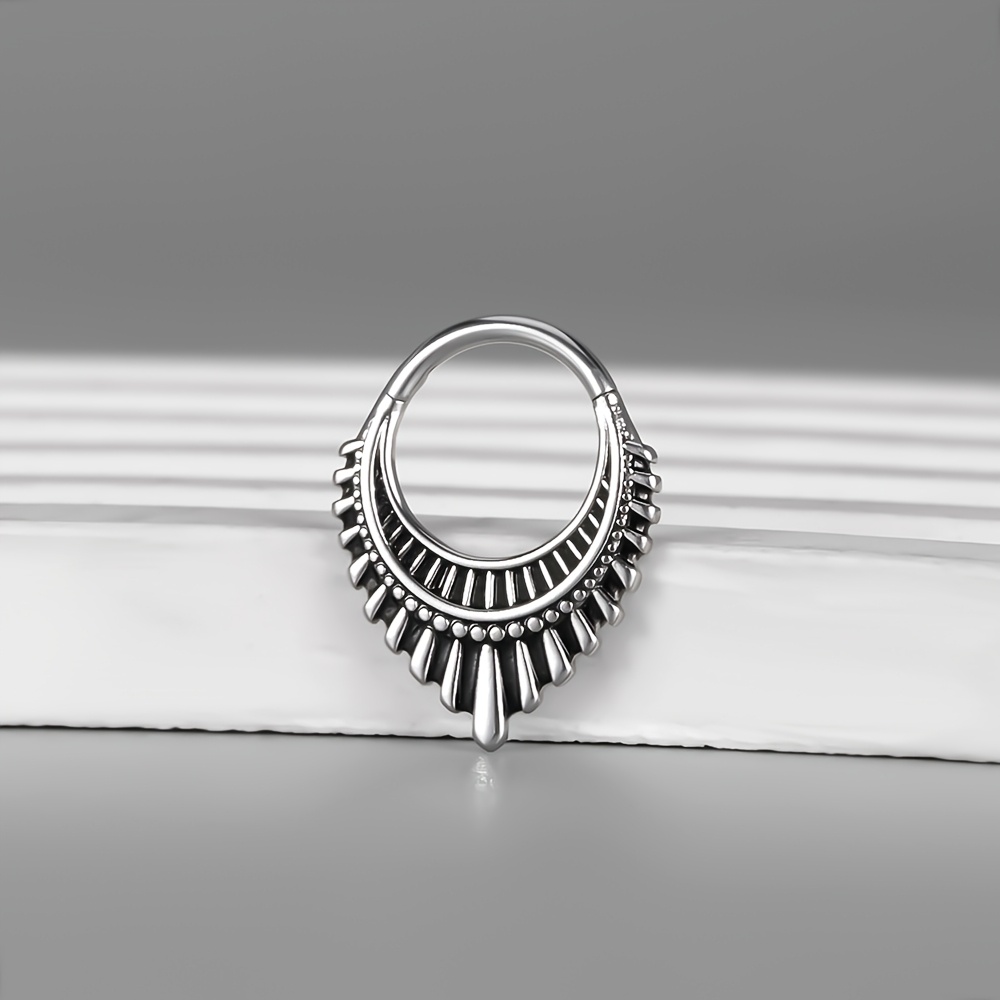 TEMU 1pc Stainless Steel Septum Ring, Nose Ring, Cartilage Earring, Helix Ring, Clicker Piercing Jewelry For Body Piercings