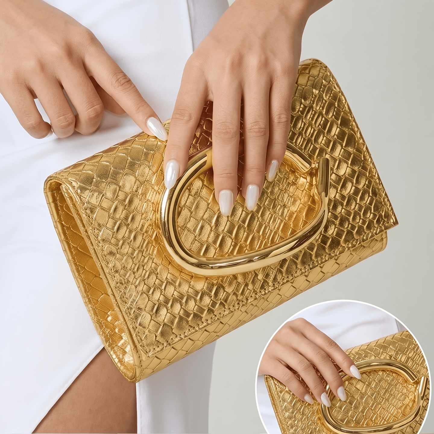 Fashionable Shiny Crocodile Pattern Handbag for Women