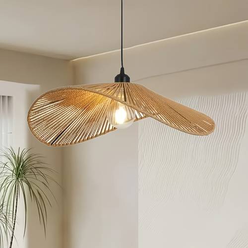 1 bohemian rustic rattan wicker chandelier 15 75 inches wide bulb not included with an adjustable black hanging cord irregular hand woven natural diy chandelier suitable for kitchen islands and living rooms