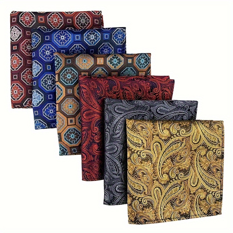 

6pcs/set Men' Square Set, Paisley Pocket Square, Suit Handkerchief For Wedding Prom