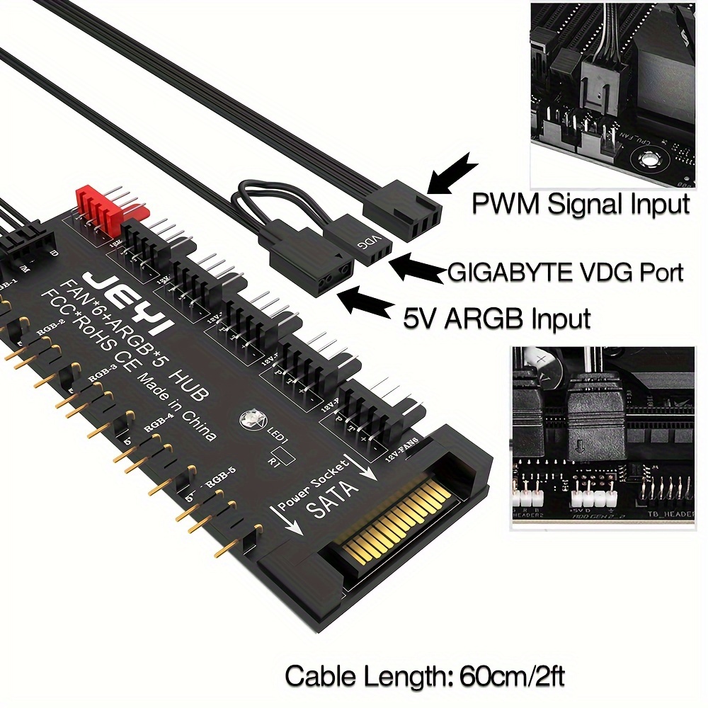 Argb Pwm Fan Hub Splitter Addressable Rgb 12v - Temu Australia