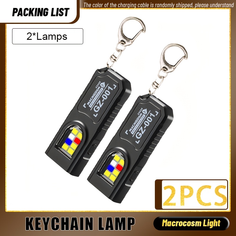 E-shop ./2 Stk. Mini Metall Haken Design Handheld Taschenlampe | Tragbarer Stiftclip, USB Wiederaufladbar, Rote und Blaue Warnung Schlüsselanhänger