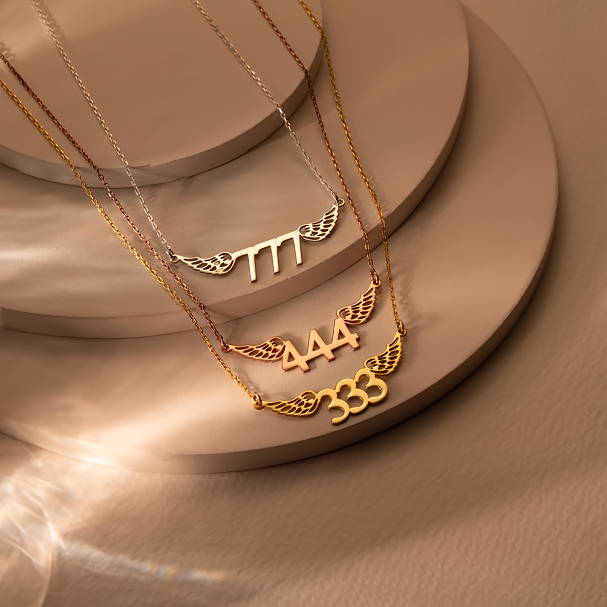 Personalized Angel Wings Digital Necklace, Custom Lucky Number Pendant