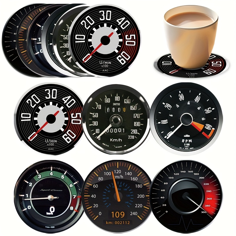 TEMU 6pcs Wooden Coaster Set - Retro Car Dashboard Design | Absorbent And Heat-resistant | Nordic /dining Room Decor | Perfect Gift For Men And Car