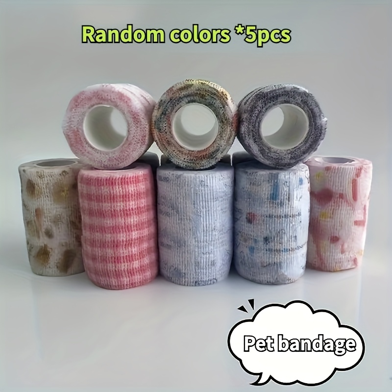 5 Rolls/set, 7.5cm Wide Pet Bandages, Breathable Non-woven Fabric, Dog Wrapping Bandages for Dog Walks, Shoe Covers, Leg Bindings for Dirt and Slip Prevention, Pet Claw Covers for Indoor Floor Protection, Suitable for All Dog Sizes