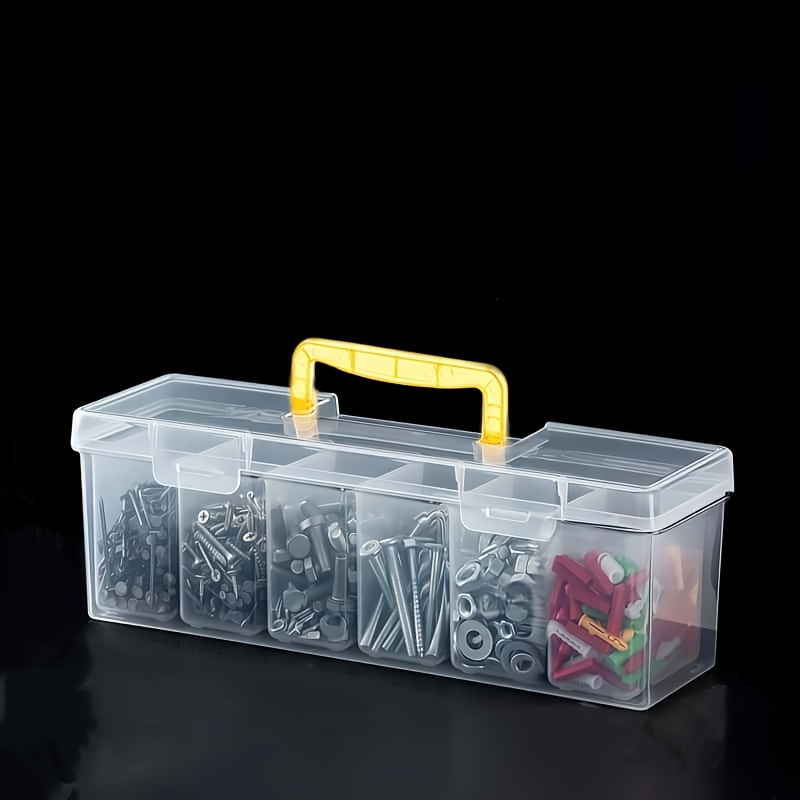 TEMU Set de 7 boîtes de rangement pour pièces d'outils : 6 petites boîtes + boîte, organisateur d'outils portable transparent à compartiments