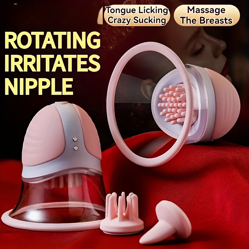 A Pair Of Nipple Suction Sex Toys, Strong Suction Stimulation Massagers And 10 Vibrator Rotation Modes, Rechargeable Adult Toys For Fun For Women And Couples With Three Pairs Of Massage Heads
