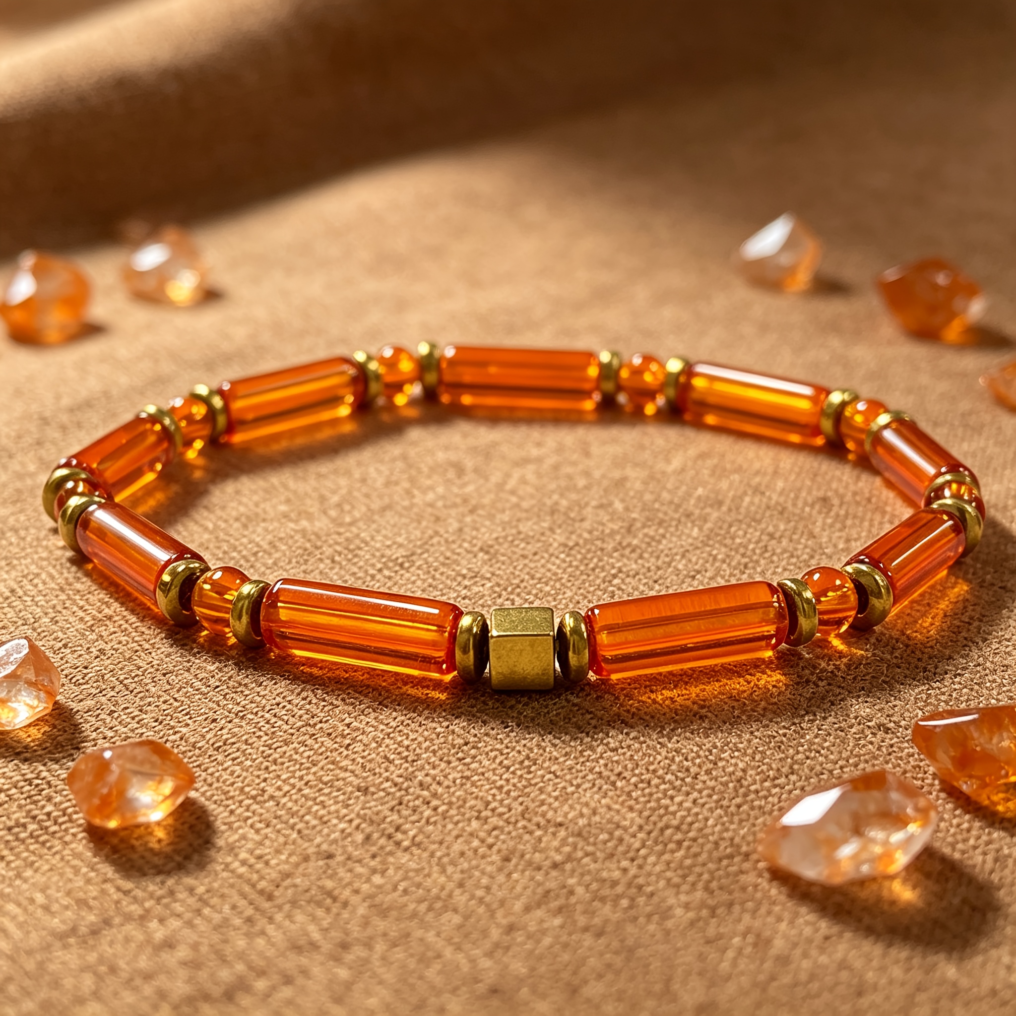 TEMU 1pc Bucket Bead Elastic Bracelet, A Bracelet For Attracting Wealth, Vitality, , Creativity, Bohemian Style Warm And Bright Retro Style Unisex