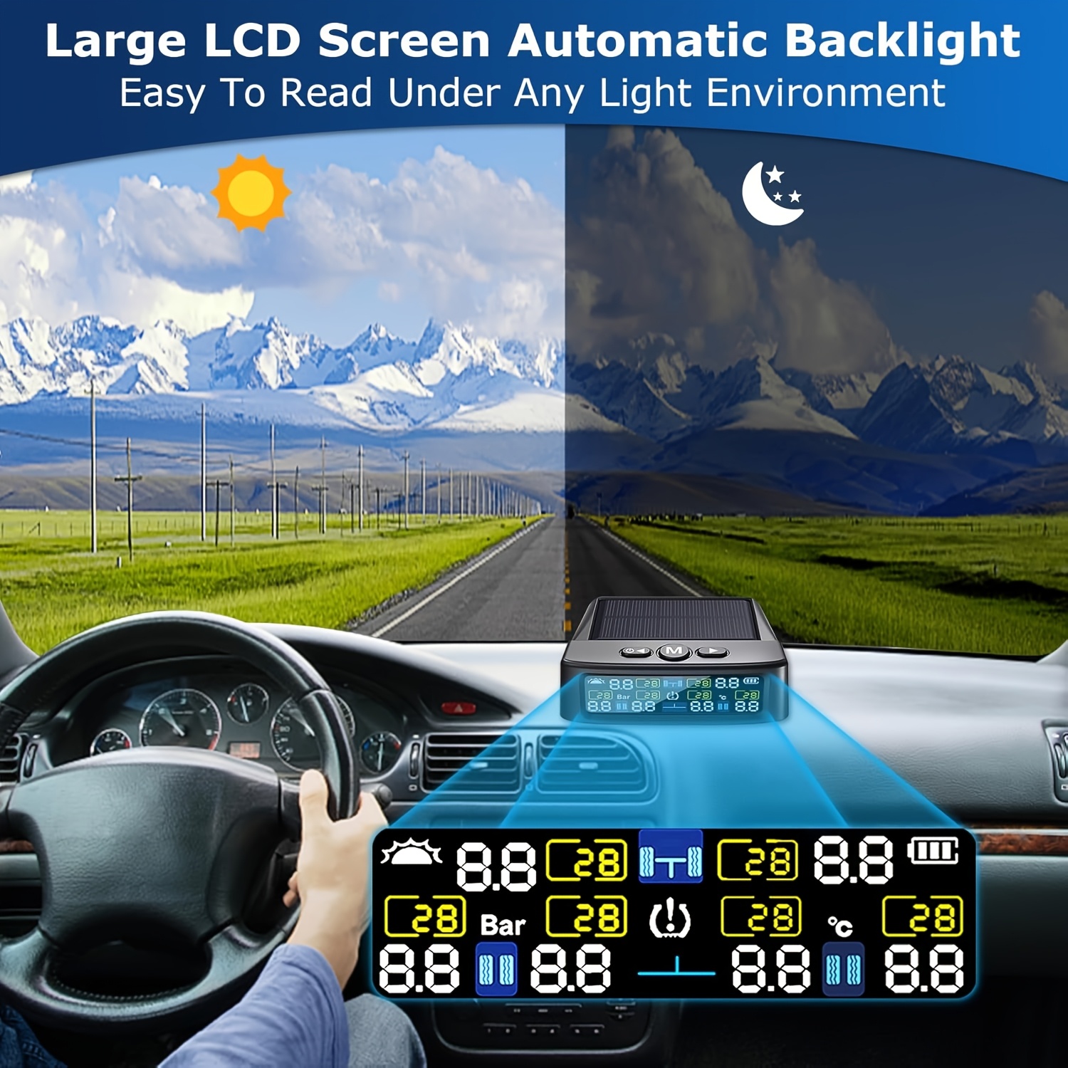 6-Wheel Solar TPMS Monitor Kit with External Sensors for tire pressure service detail image 2