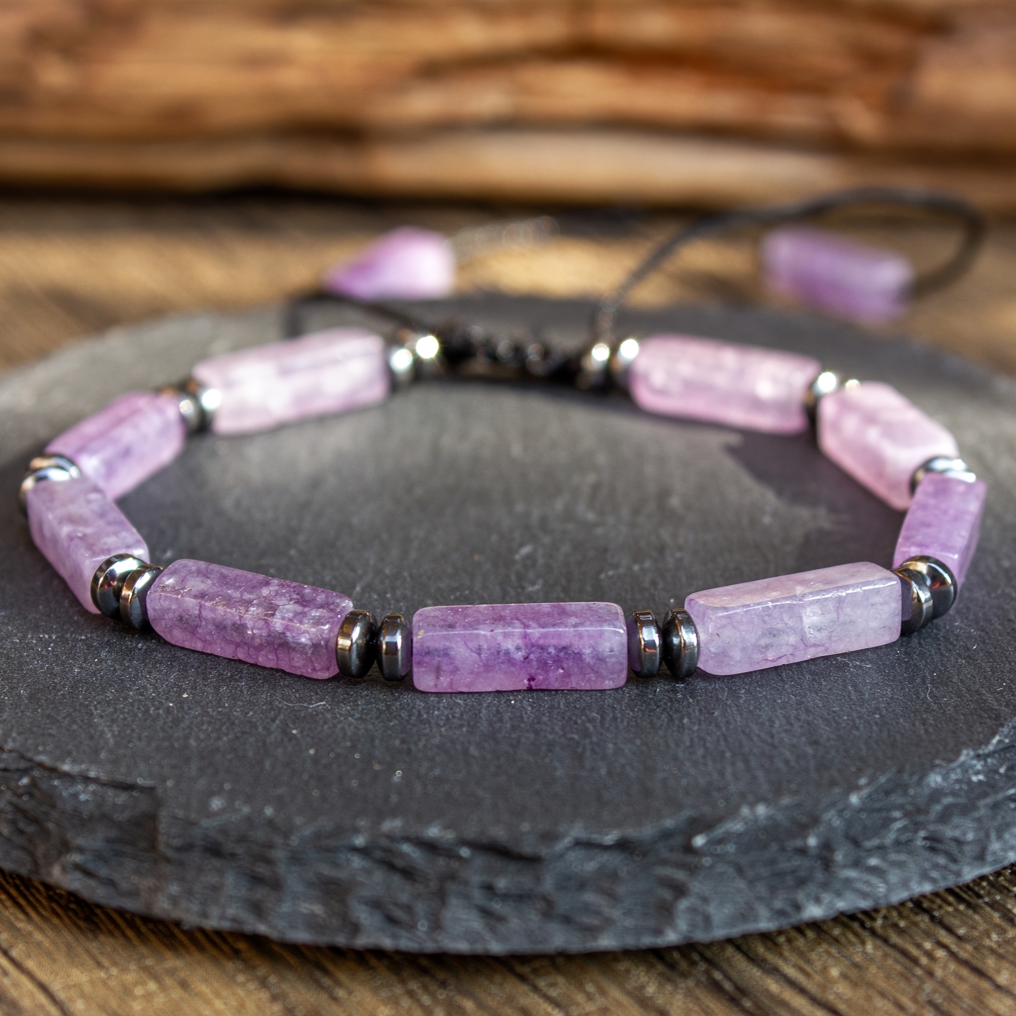 E-shop Rechteckiges Natursteinarmband, Lapis , usw., geeignet für den täglichen Gebrauch, verschiedene Stile, verstellbares Armband, handgewebtes