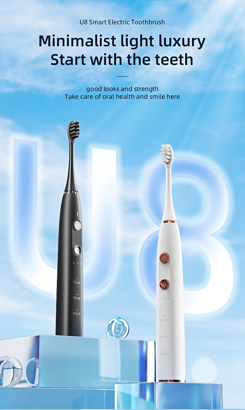 Sonic Electric Toothbrush | 9 Modes From 3 Types & 3 Intensities, Safe Wireless Charging, 2000Mah Battery (90+ Days), Travel Case, Powerful Cleaning For Teeth & Plaque