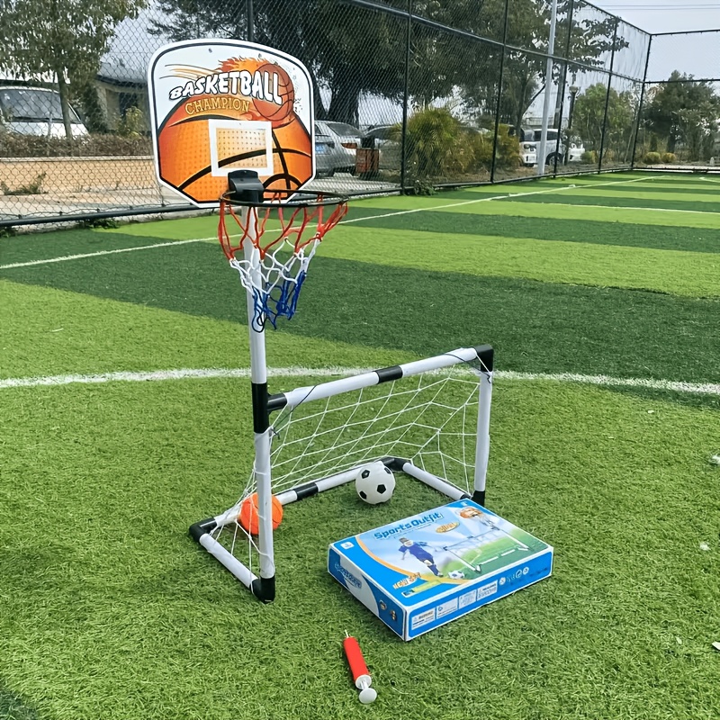 Image of 2-in-1 Basketball Hoop And Soccer Goal, Indoor And Outdoor Basketball And Soccer Set, Portable Outdoor Sports - Back To School Gifts, Birthday Gifts, Suitable For 3-6 Year Old Children