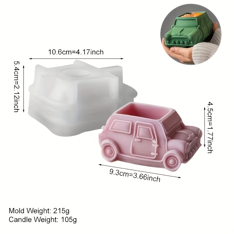 TEMU Molde de silicona para macetas de coche tipo autobús, material de silicona y fácil de desmoldar y limpiar, utilizado para hacer adornos de