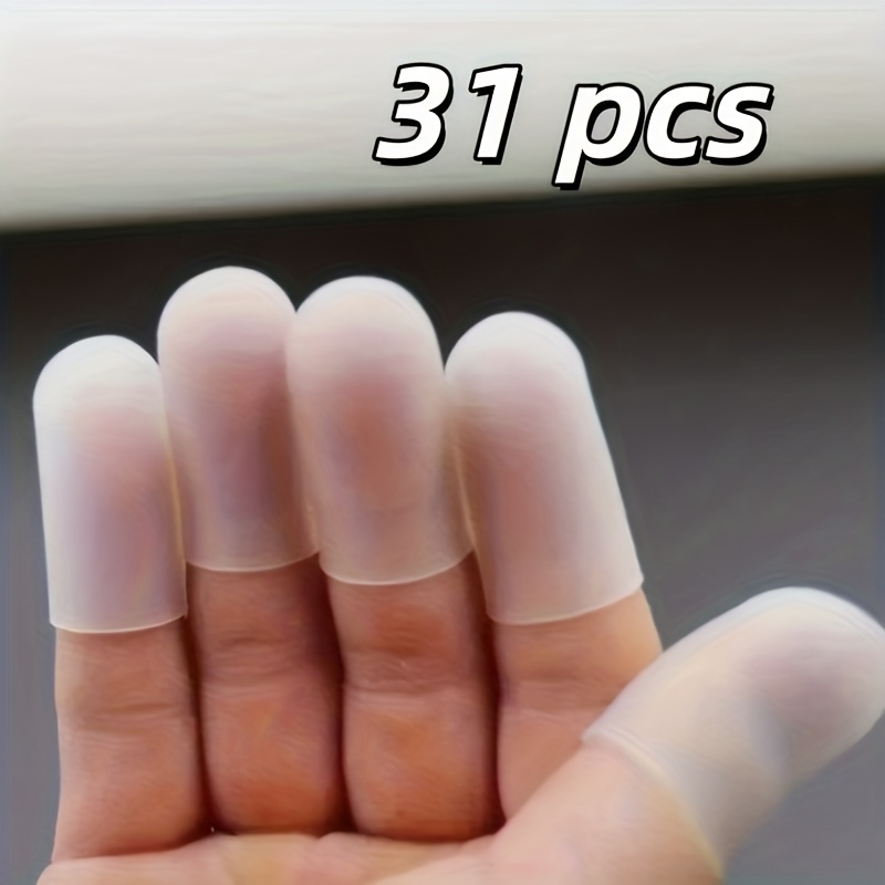 TEMU 31-pack Gel Finger Protection Sleeves - Ergonomic Silicone Finger Covers, Non-slip Grip, Suitable For Trigger Finger, Joint Pain, And Other