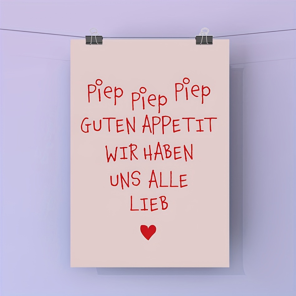 E-shop 2D-Flach, 2D-FLACH Poster & Drucke Vintage-Leinwanddrucke Poster ungerahmt, Genießt eure Poster Deutsches Mahlgebet Poster – Zitat – Süße