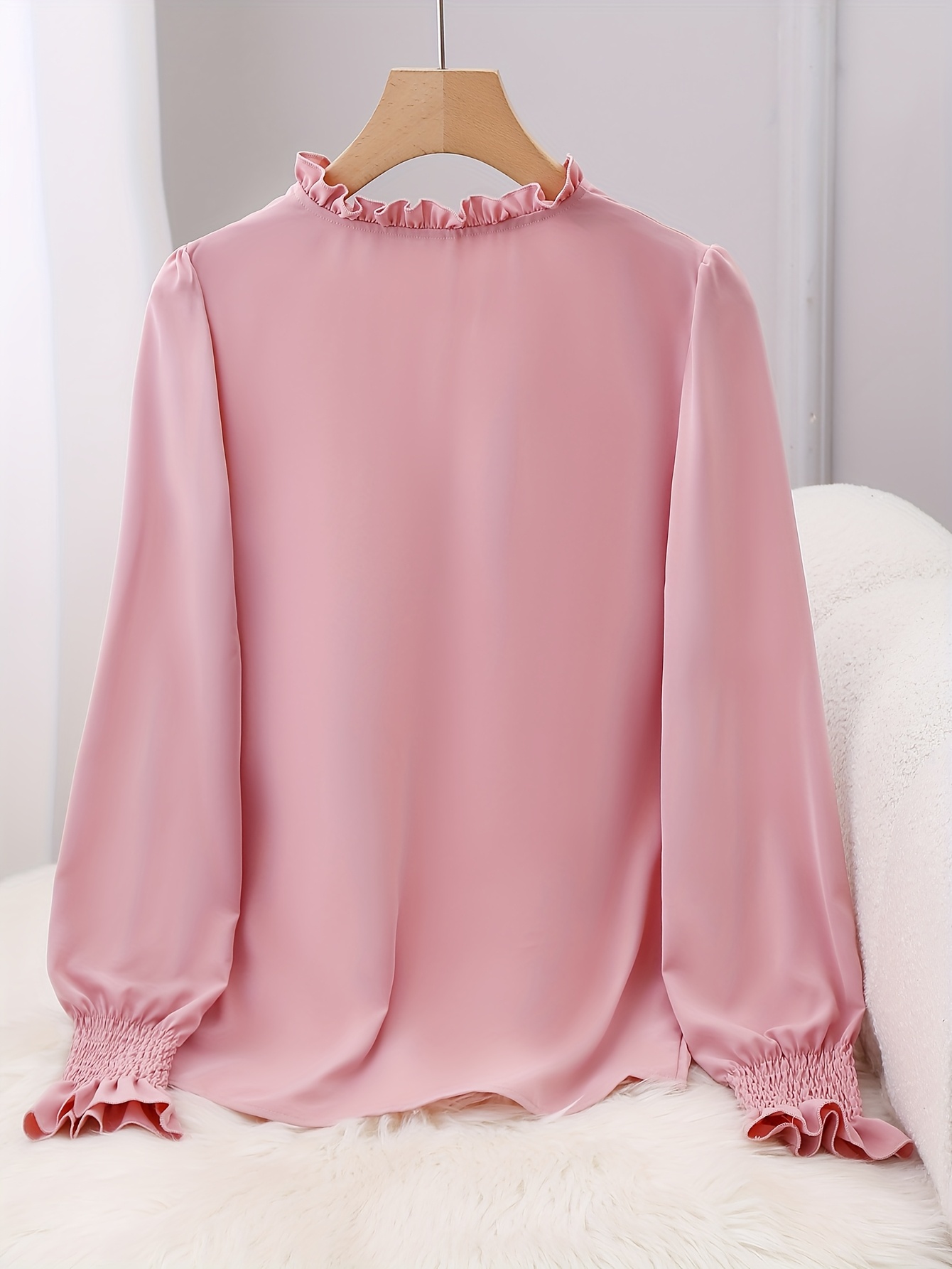 1pc elegante top larga cuello volantes blusa Temu El Salvador