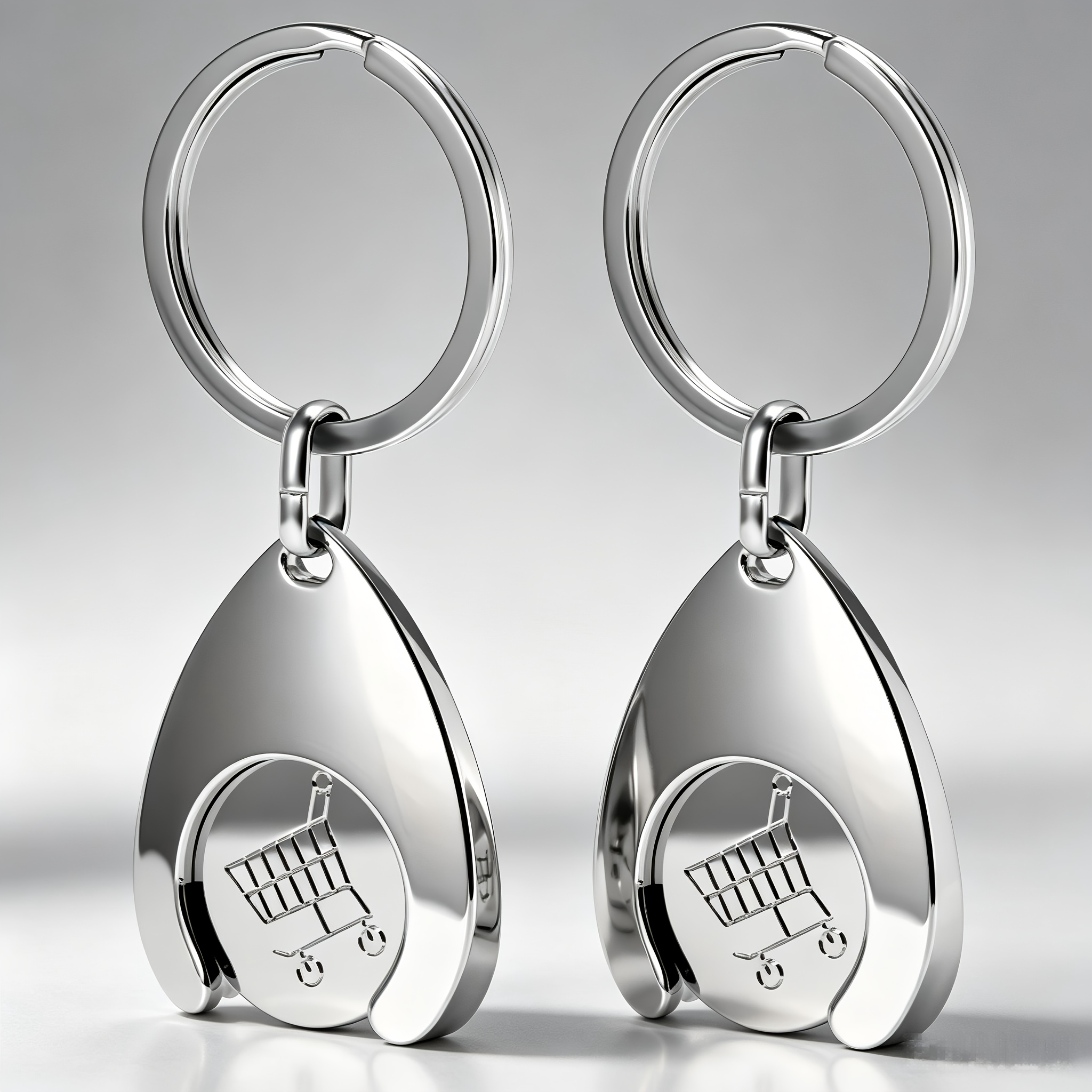 TEMU 2pcs Shopping Trolley Token Keychain Set, Includes 1 Cart Token & 1 Key Ring, Portable Mini Shopping Cart Coin Keychain, Practical Supermarket