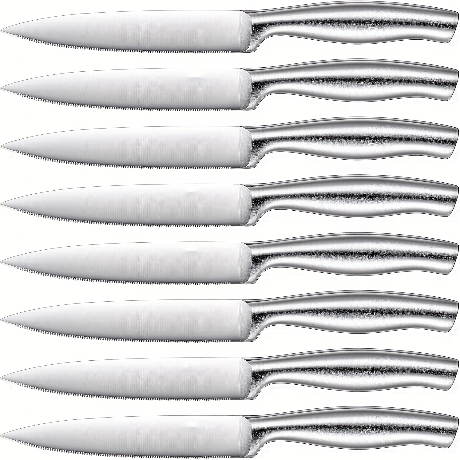 TEMU Steak Knives Steel Steak Knives Set Of 8, Never Needs Sharpening Dinner Steak Knife Set 4.5 Inch Serrated Steak Knives