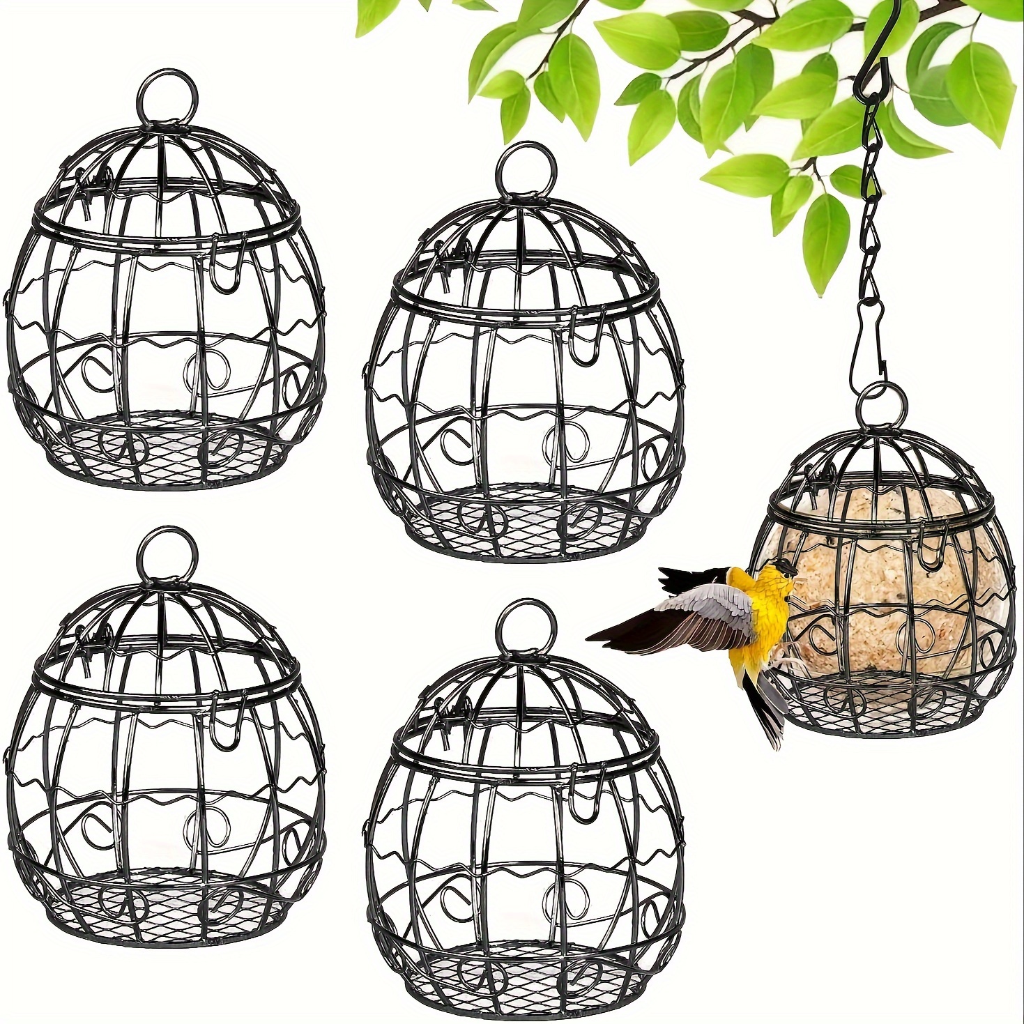 

4pcs Hanging Bird Feeders, Wild Bird Feeder Stations, Ideal For Hanging Wild Birds, Bird Feeder Stand For Wild Birds