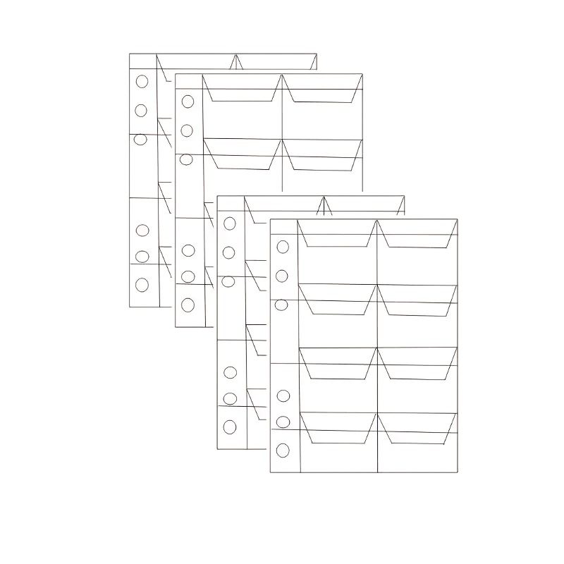 TEMU 6pcs A6 8 Compartiments Classeur de Rangement de Pièces de Monnaie 5Cm*4.2Cm 6 Trous Collection de Pièces de Monnaie Page Intérieure PVC Épaissi